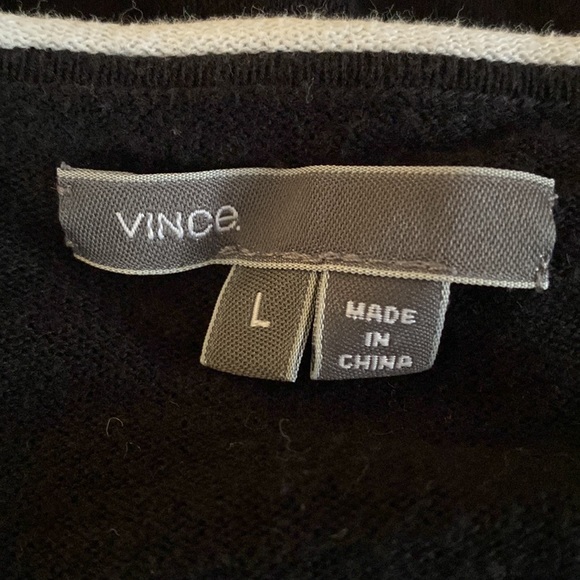 Vince black 100% cotton stretchy scooped neck thin oversized sweater top - Picture 9 of 11